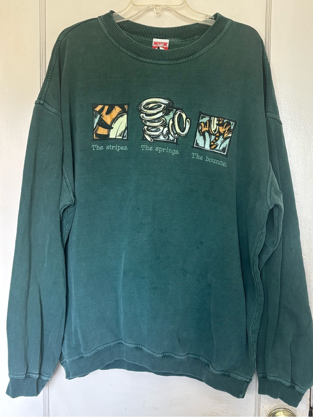 Vintage Disney Dark Teal Crewneck Sweatshirt with Graphic Panels